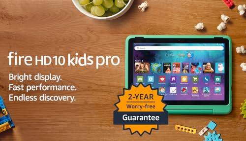 Amazon Fire HD 10 Kids Pro tablet (newest gen)| ages 6–12, long battery life, includes ads-free books, games, apps and videos that children love, 10.1" brilliant screen, parental controls, 32GB