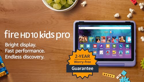 Amazon Fire HD 10 Kids Pro tablet (newest gen)| ages 6–12, long battery life, includes ads-free books, games, apps and videos that children love, 10.1" brilliant screen, parental controls, 32GB