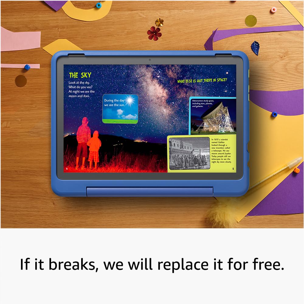 Amazon Fire HD 10 Kids Pro tablet (newest gen)| ages 6–12, long battery life, includes ads-free books, games, apps and videos that children love, 10.1" brilliant screen, parental controls, 32GB
