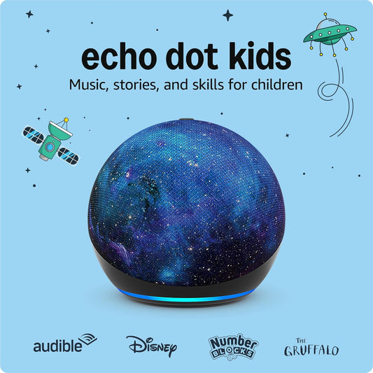 Echo Dot Kids (newest gen) | Wi-Fi and Bluetooth smart speaker with Alexa | With 1 year of Amazon Kids+ content | Stardust